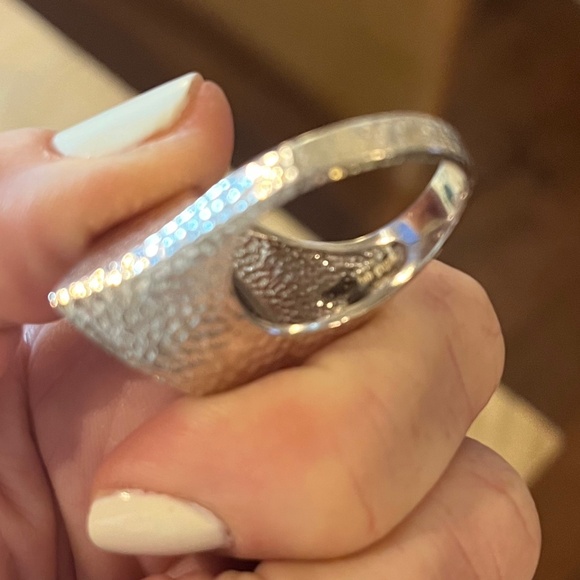 Deb Guyot faceted quartz ring in hammered sterling, big and bold size 12 - Picture 11 of 16